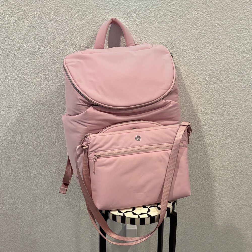 Lululemon Pink Diaper Bag + Crossbody